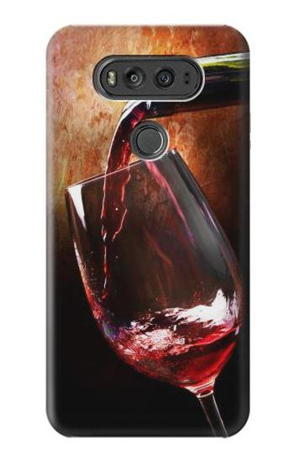 W2396 Red Wine Bottle And Glass Hard Case and Leather Flip Case For LG V20