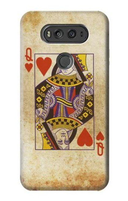 W2833 Poker Card Queen Hearts Hard Case and Leather Flip Case For LG V20