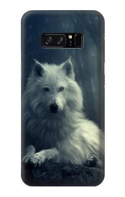 W1516 White Wolf Hard Case and Leather Flip Case For Note 8 Samsung Galaxy Note8