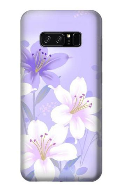 W2361 Purple White Flowers Hard Case and Leather Flip Case For Note 8 Samsung Galaxy Note8