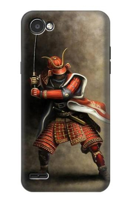 W0796 Japan Red Samurai Hard Case and Leather Flip Case For LG Q6