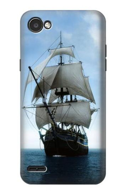 W1096 Sailing Ship in an Ocean Hard Case and Leather Flip Case For LG Q6