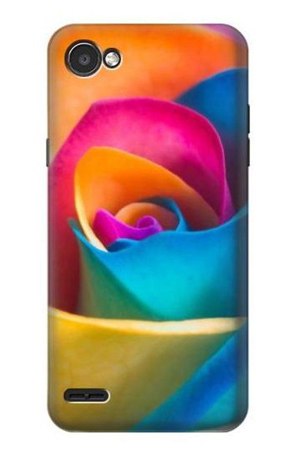 W1671 Rainbow Colorful Rose Hard Case and Leather Flip Case For LG Q6