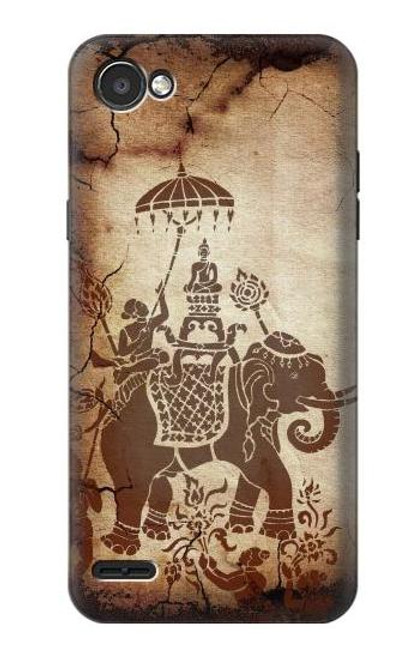 W2102 Thai Art Buddha on Elephant Hard Case and Leather Flip Case For LG Q6