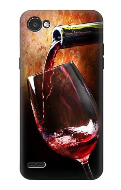 W2396 Red Wine Bottle And Glass Hard Case and Leather Flip Case For LG Q6