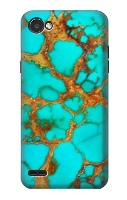 W2688 Aqua Copper Turquoise Gemstone Graphic Hard Case and Leather Flip Case For LG Q6