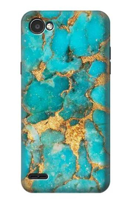 W2906 Aqua Turquoise Stone Hard Case and Leather Flip Case For LG Q6