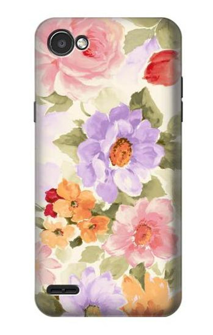 W3035 Sweet Flower Painting Hard Case and Leather Flip Case For LG Q6