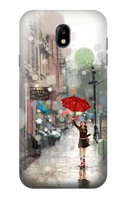 W0108 Girl in The Rain Hard Case and Leather Flip Case For Samsung Galaxy J7 (2017) EU Version