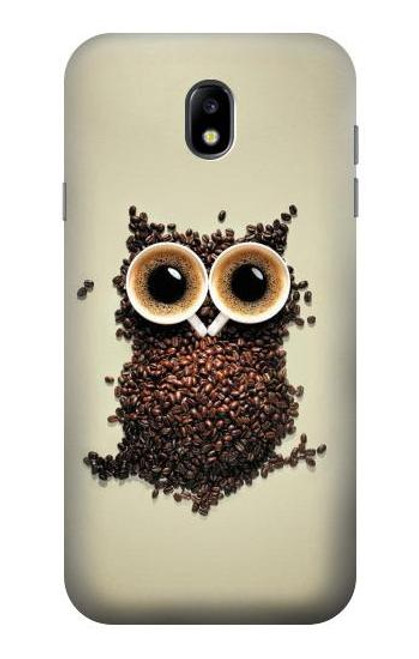 W0360 Coffee Owl Hard Case and Leather Flip Case For Samsung Galaxy J7 (2017) EU Version