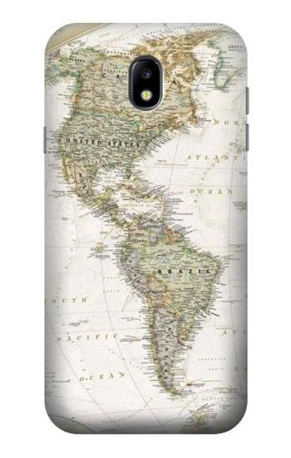 W0604 World Map Hard Case and Leather Flip Case For Samsung Galaxy J7 (2017) EU Version