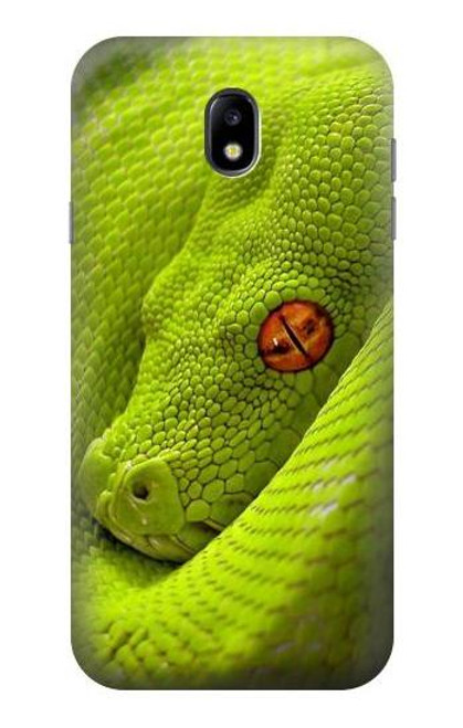 W0785 Green Snake Hard Case and Leather Flip Case For Samsung Galaxy J7 (2017) EU Version