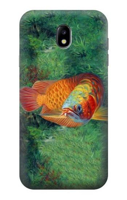 W1157 Red Arowana Fish Hard Case and Leather Flip Case For Samsung Galaxy J7 (2017) EU Version