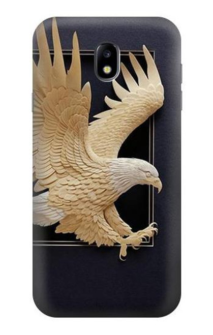 W1383 Paper Sculpture Eagle Hard Case and Leather Flip Case For Samsung Galaxy J7 (2017) EU Version