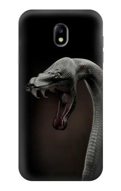 W1597 Black Mamba Snake Hard Case and Leather Flip Case For Samsung Galaxy J7 (2017) EU Version