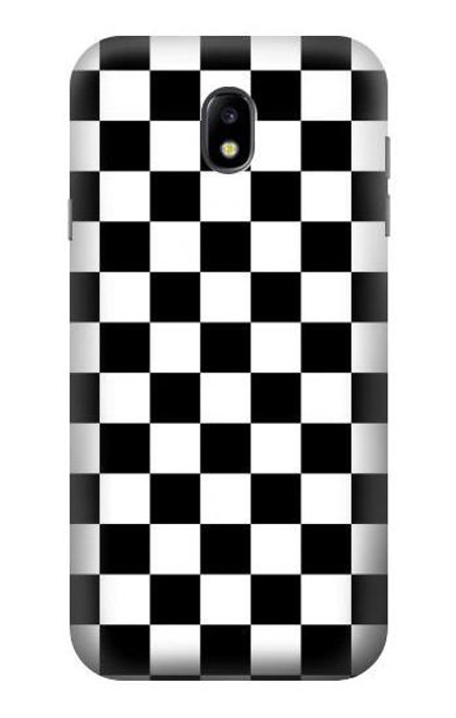 W1611 Black and White Check Chess Board Hard Case and Leather Flip Case For Samsung Galaxy J7 (2017) EU Version