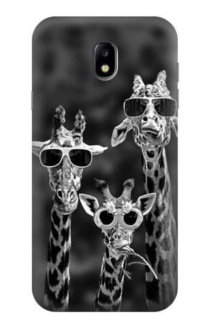 W2327 Giraffes With Sunglasses Hard Case and Leather Flip Case For Samsung Galaxy J7 (2017) EU Version