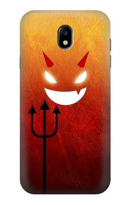 W2454 Red Cute Little Devil Cartoon Hard Case and Leather Flip Case For Samsung Galaxy J7 (2017) EU Version