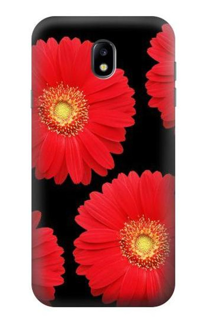 W2478 Red Daisy flower Hard Case and Leather Flip Case For Samsung Galaxy J7 (2017) EU Version