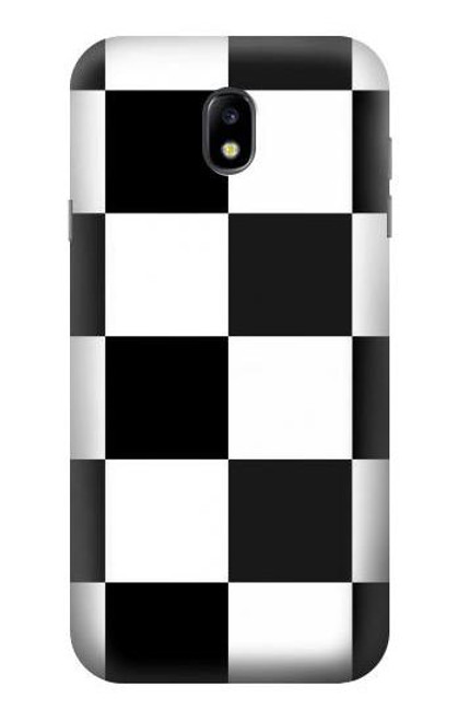 W2492 Black and White Check Hard Case and Leather Flip Case For Samsung Galaxy J7 (2017) EU Version