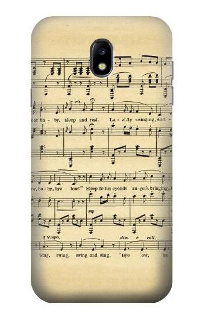 W2504 Vintage Music Sheet Hard Case and Leather Flip Case For Samsung Galaxy J7 (2017) EU Version