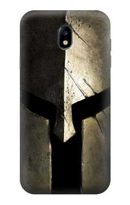 W2673 Spartan Warrior Helmet Hard Case and Leather Flip Case For Samsung Galaxy J7 (2017) EU Version