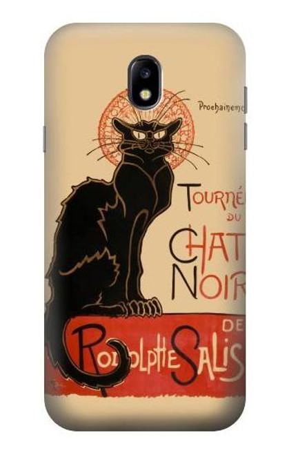 W2739 Chat Noir Black Cat Vintage Hard Case and Leather Flip Case For Samsung Galaxy J7 (2017) EU Version