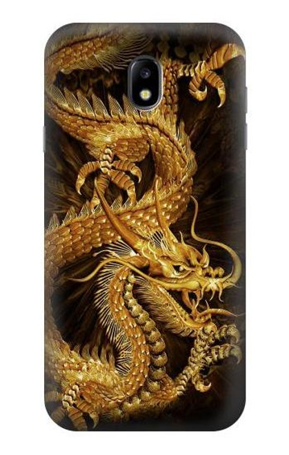 W2804 Chinese Gold Dragon Printed Hard Case and Leather Flip Case For Samsung Galaxy J7 (2017) EU Version