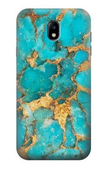 W2906 Aqua Turquoise Stone Hard Case and Leather Flip Case For Samsung Galaxy J7 (2017) EU Version