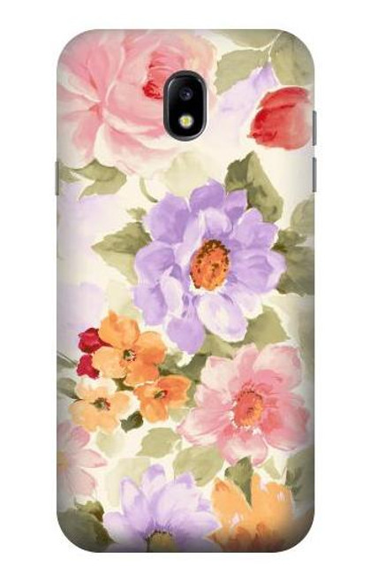 W3035 Sweet Flower Painting Hard Case and Leather Flip Case For Samsung Galaxy J7 (2017) EU Version