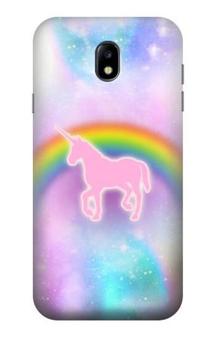 W3070 Rainbow Unicorn Pastel Sky Hard Case and Leather Flip Case For Samsung Galaxy J7 (2017) EU Version