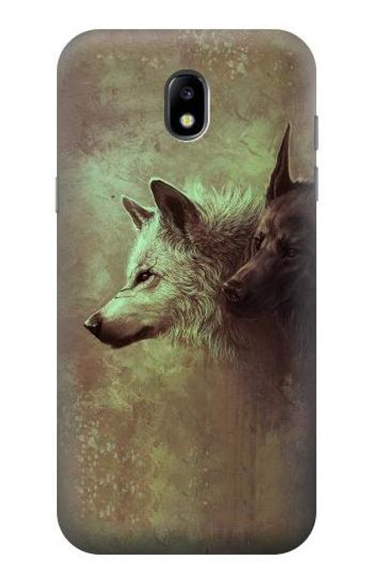 W0931 White Black Wolf Hard Case and Leather Flip Case For Samsung Galaxy J5 (2017) EU Version