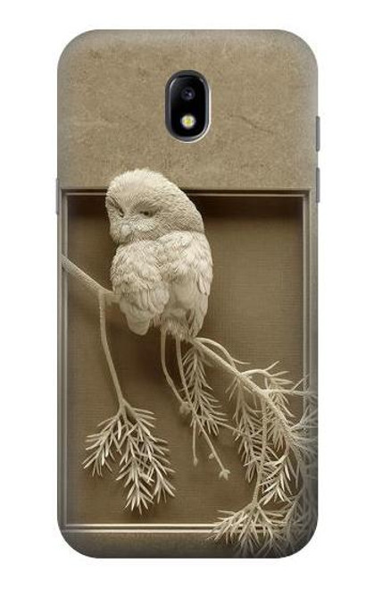 W1386 Paper Sculpture Owl Hard Case and Leather Flip Case For Samsung Galaxy J5 (2017) EU Version