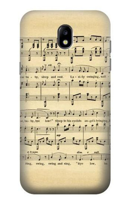 W2504 Vintage Music Sheet Hard Case and Leather Flip Case For Samsung Galaxy J5 (2017) EU Version