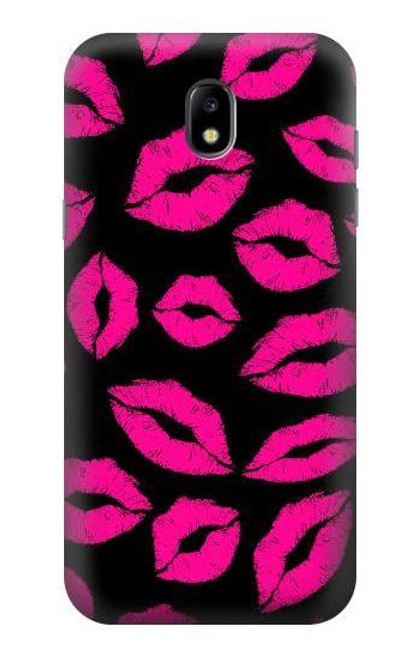 W2933 Pink Lips Kisses on Black Hard Case and Leather Flip Case For Samsung Galaxy J5 (2017) EU Version