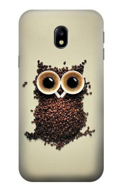 W0360 Coffee Owl Hard Case and Leather Flip Case For Samsung Galaxy J3 (2017) EU Version