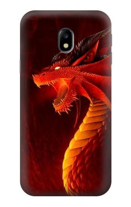 W0526 Red Dragon Hard Case and Leather Flip Case For Samsung Galaxy J3 (2017) EU Version