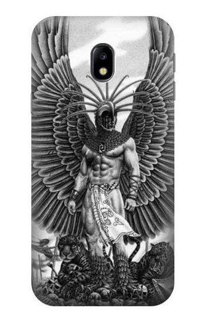 W1235 Aztec Warrior Hard Case and Leather Flip Case For Samsung Galaxy J3 (2017) EU Version