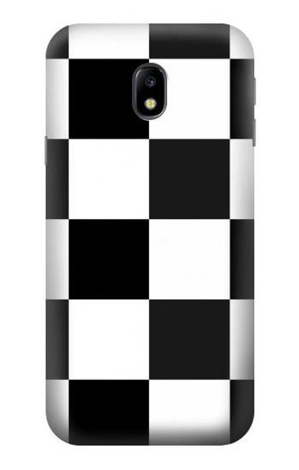 W2492 Black and White Check Hard Case and Leather Flip Case For Samsung Galaxy J3 (2017) EU Version