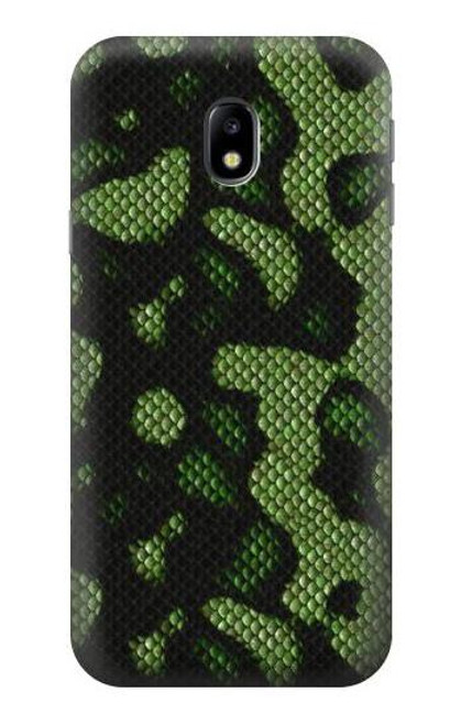 W2877 Green Snake Skin Graphic Printed Hard Case and Leather Flip Case For Samsung Galaxy J3 (2017) EU Version