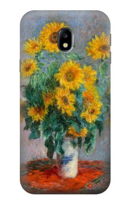 W2937 Claude Monet Bouquet of Sunflowers Hard Case and Leather Flip Case For Samsung Galaxy J3 (2017) EU Version