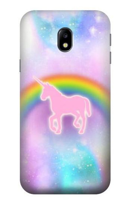 W3070 Rainbow Unicorn Pastel Sky Hard Case and Leather Flip Case For Samsung Galaxy J3 (2017) EU Version