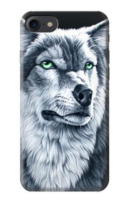 W0123 Grim White Wolf Hard Case and Leather Flip Case For iPhone 7, iPhone 8, iPhone SE (2020) (2022)