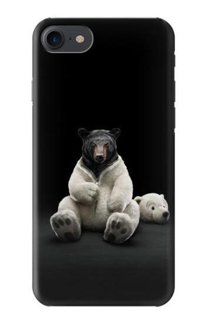 W0878 Black Bear Hard Case and Leather Flip Case For iPhone 7, iPhone 8, iPhone SE (2020) (2022)