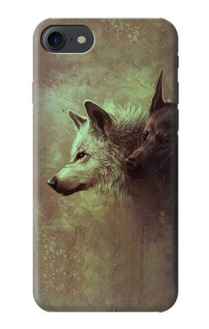 W0931 White Black Wolf Hard Case and Leather Flip Case For iPhone 7, iPhone 8, iPhone SE (2020) (2022)