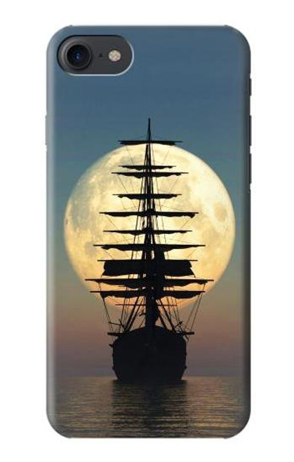 W2897 Pirate Ship Moon Night Hard Case and Leather Flip Case For iPhone 7, iPhone 8, iPhone SE (2020) (2022)