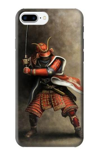 W0796 Japan Red Samurai Hard Case and Leather Flip Case For iPhone 7 Plus, iPhone 8 Plus