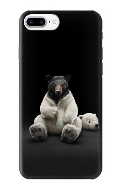 W0878 Black Bear Hard Case and Leather Flip Case For iPhone 7 Plus, iPhone 8 Plus