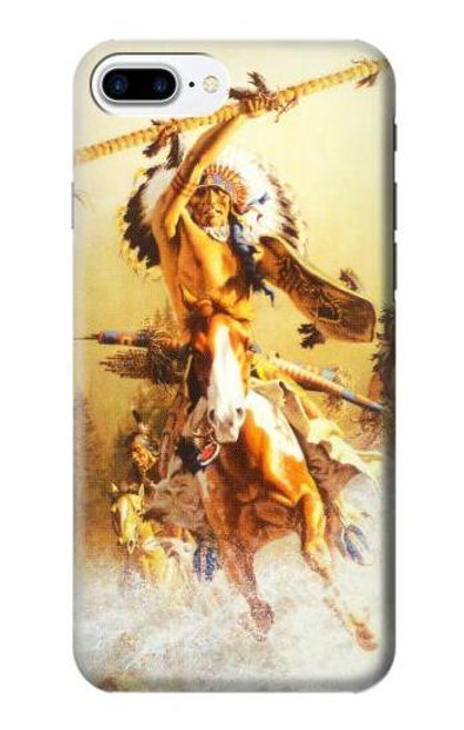 W1087 Red Indian Warrior Hard Case and Leather Flip Case For iPhone 7 Plus, iPhone 8 Plus