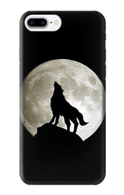 W1981 Wolf Howling at The Moon Hard Case and Leather Flip Case For iPhone 7 Plus, iPhone 8 Plus